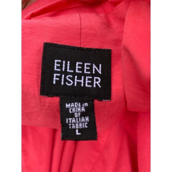 Eileen Fisher L Duster Coat Pink Open Front Cotton Rain Swing Coat 100% Cotton - Picture 4 of 6